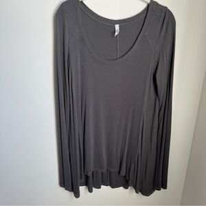 Free People Womens Gray January Ribbed Scoop Neck Long Sleeve Tunic T-Shirt M